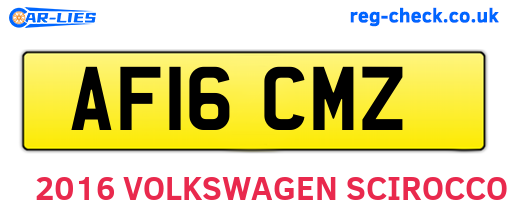 AF16CMZ are the vehicle registration plates.