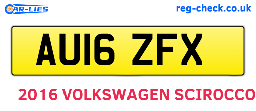 AU16ZFX are the vehicle registration plates.