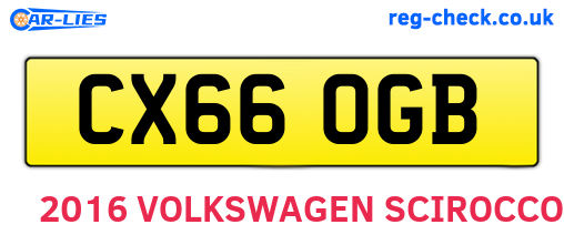 CX66OGB are the vehicle registration plates.