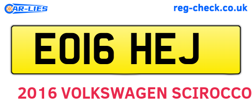 EO16HEJ are the vehicle registration plates.