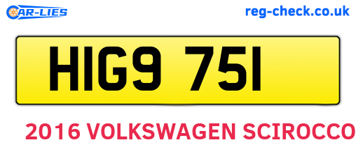 HIG9751 are the vehicle registration plates.