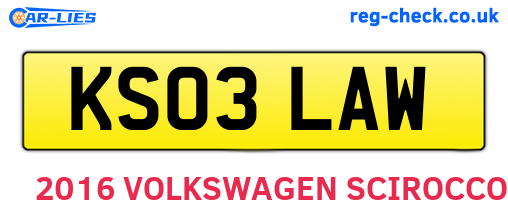 KS03LAW are the vehicle registration plates.