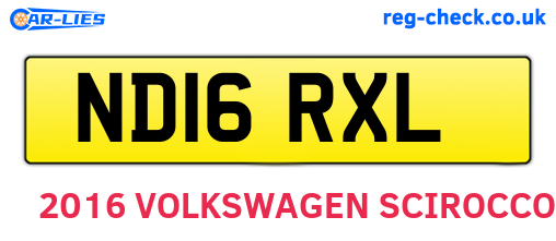 ND16RXL are the vehicle registration plates.