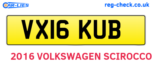 VX16KUB are the vehicle registration plates.