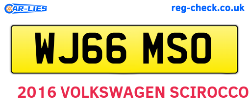 WJ66MSO are the vehicle registration plates.