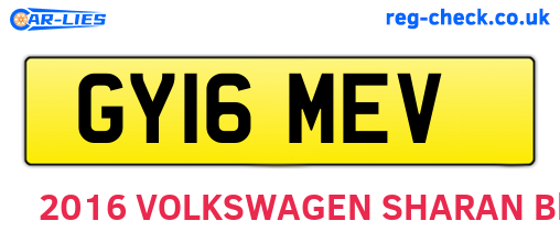 GY16MEV are the vehicle registration plates.