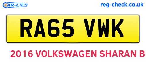 RA65VWK are the vehicle registration plates.