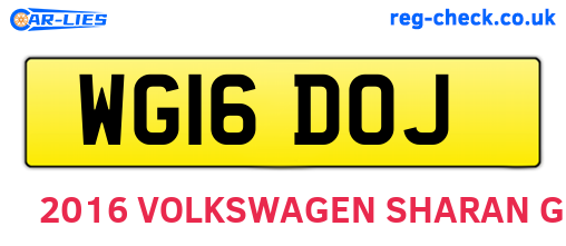 WG16DOJ are the vehicle registration plates.