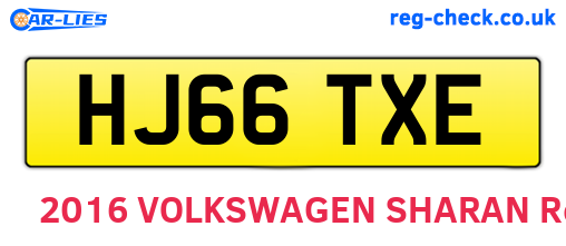 HJ66TXE are the vehicle registration plates.