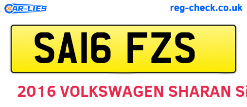 SA16FZS are the vehicle registration plates.