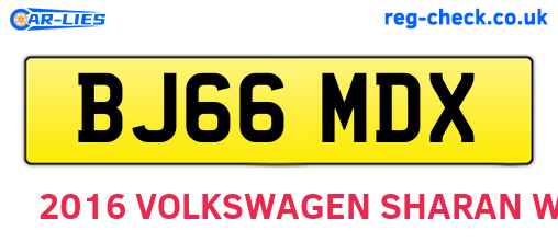 BJ66MDX are the vehicle registration plates.