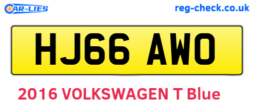 HJ66AWO are the vehicle registration plates.