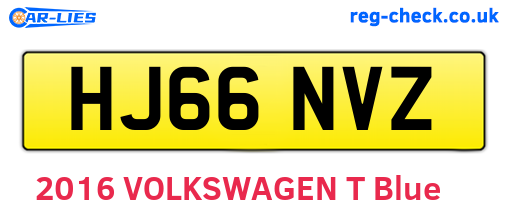 HJ66NVZ are the vehicle registration plates.
