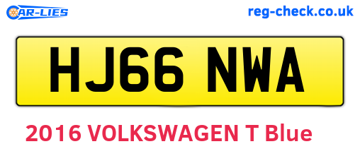 HJ66NWA are the vehicle registration plates.