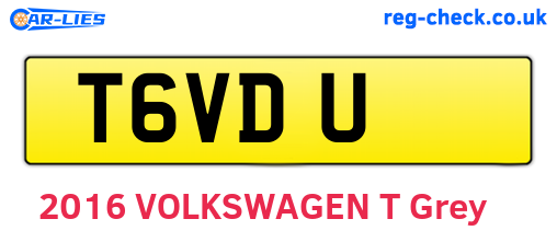 T6VDU are the vehicle registration plates.