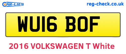 WU16BOF are the vehicle registration plates.