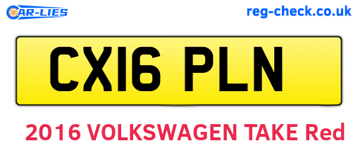 CX16PLN are the vehicle registration plates.