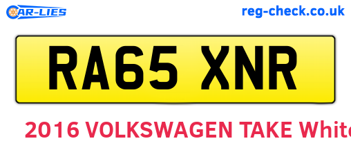 RA65XNR are the vehicle registration plates.