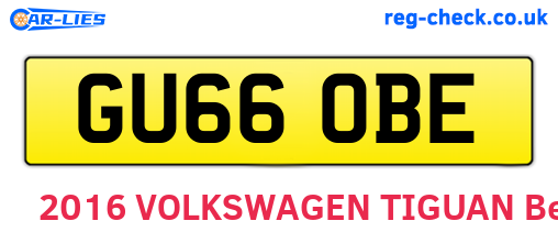 GU66OBE are the vehicle registration plates.