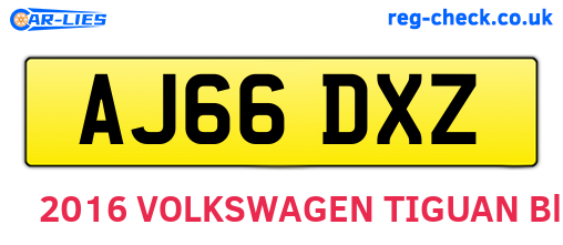AJ66DXZ are the vehicle registration plates.