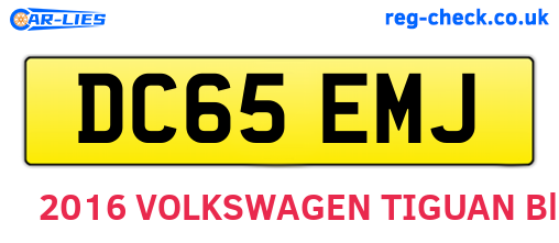 DC65EMJ are the vehicle registration plates.