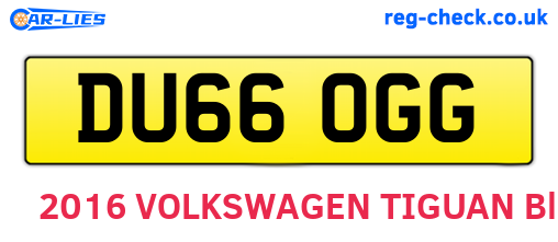 DU66OGG are the vehicle registration plates.
