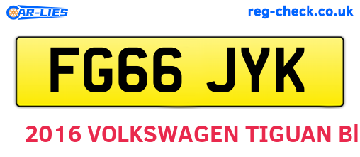FG66JYK are the vehicle registration plates.