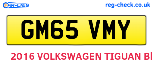 GM65VMY are the vehicle registration plates.
