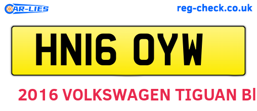 HN16OYW are the vehicle registration plates.