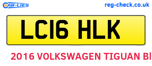 LC16HLK are the vehicle registration plates.