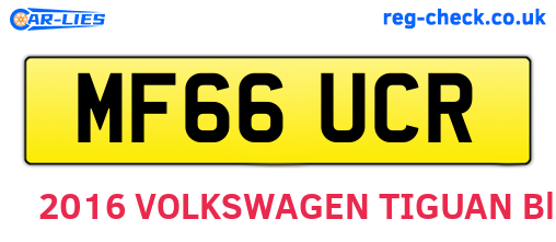 MF66UCR are the vehicle registration plates.