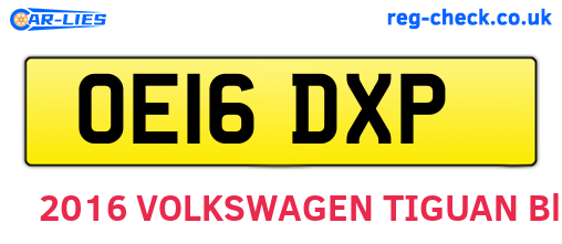 OE16DXP are the vehicle registration plates.