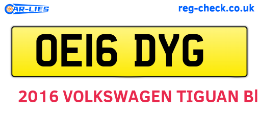 OE16DYG are the vehicle registration plates.
