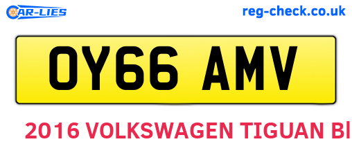 OY66AMV are the vehicle registration plates.