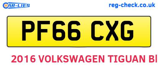 PF66CXG are the vehicle registration plates.