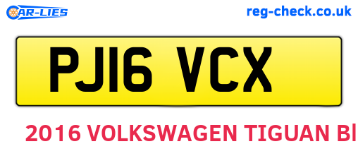 PJ16VCX are the vehicle registration plates.
