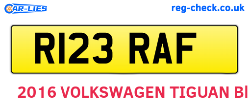 R123RAF are the vehicle registration plates.