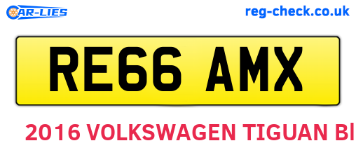 RE66AMX are the vehicle registration plates.
