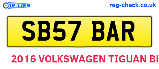 SB57BAR are the vehicle registration plates.