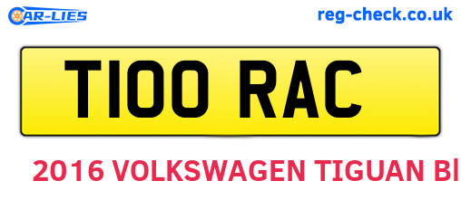 T100RAC are the vehicle registration plates.