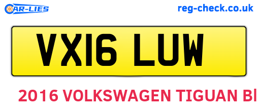 VX16LUW are the vehicle registration plates.