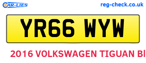YR66WYW are the vehicle registration plates.