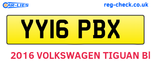 YY16PBX are the vehicle registration plates.