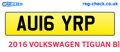 AU16YRP are the vehicle registration plates.