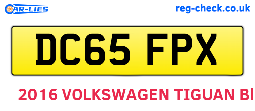 DC65FPX are the vehicle registration plates.