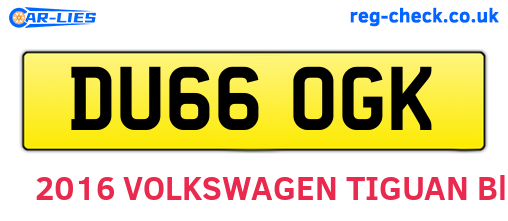 DU66OGK are the vehicle registration plates.