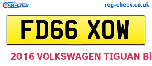 FD66XOW are the vehicle registration plates.