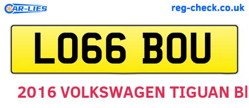 LO66BOU are the vehicle registration plates.