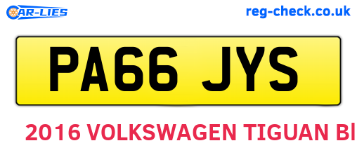 PA66JYS are the vehicle registration plates.
