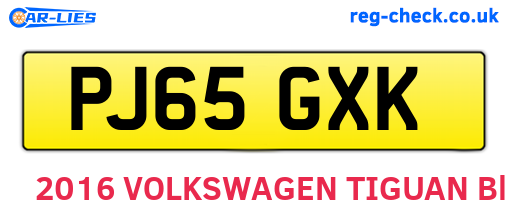 PJ65GXK are the vehicle registration plates.